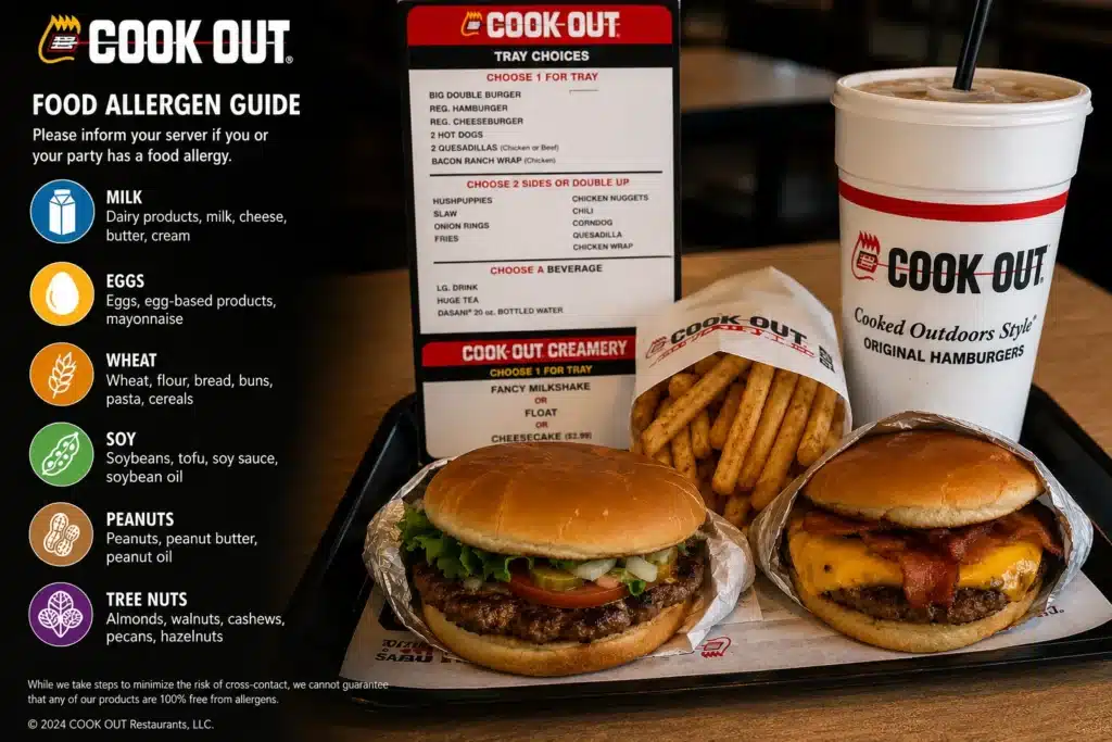Common allergens found in Cook Out menu items