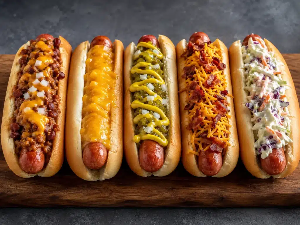Cookout hot dog styles with toppings