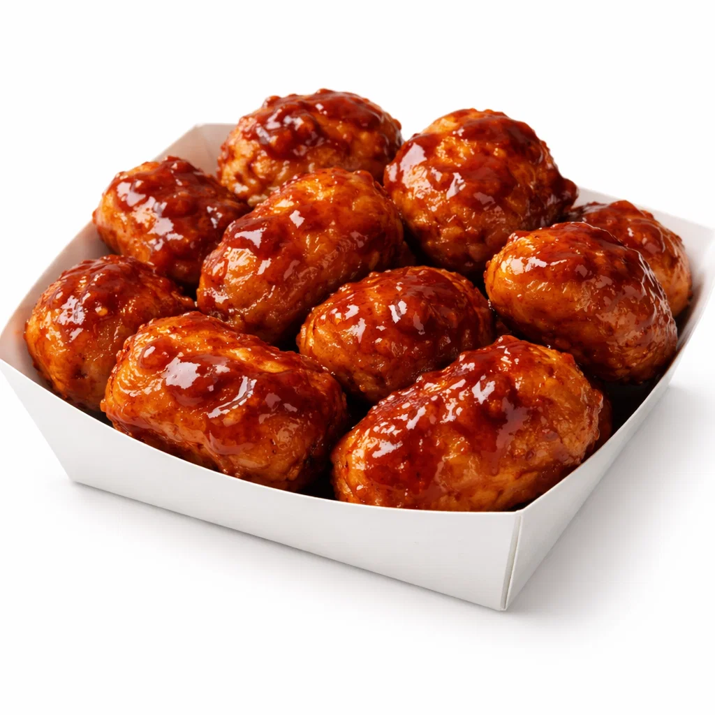 Cookout BBQ chicken nuggets coated in smoky barbecue sauce