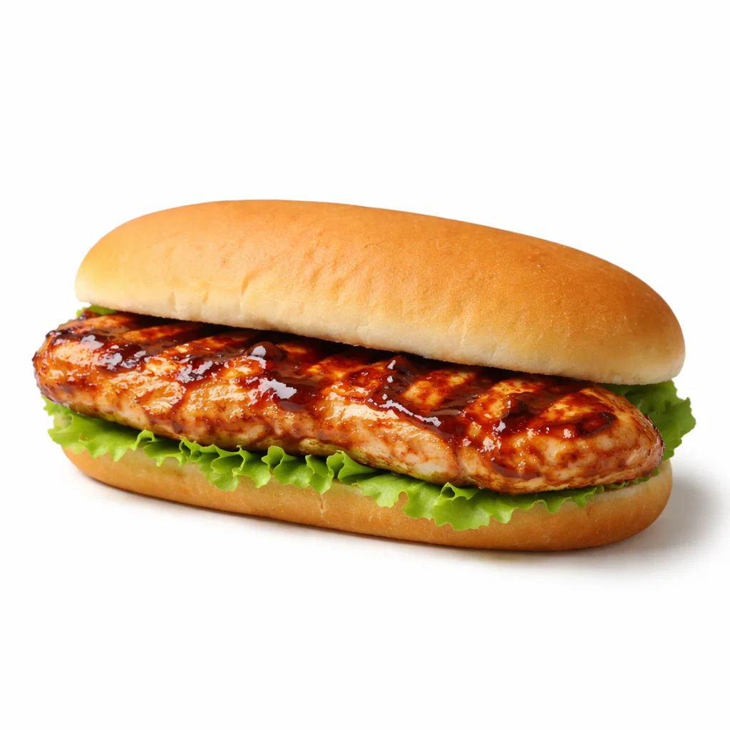 Cookout BBQ grilled chicken sandwich with flat chicken breast