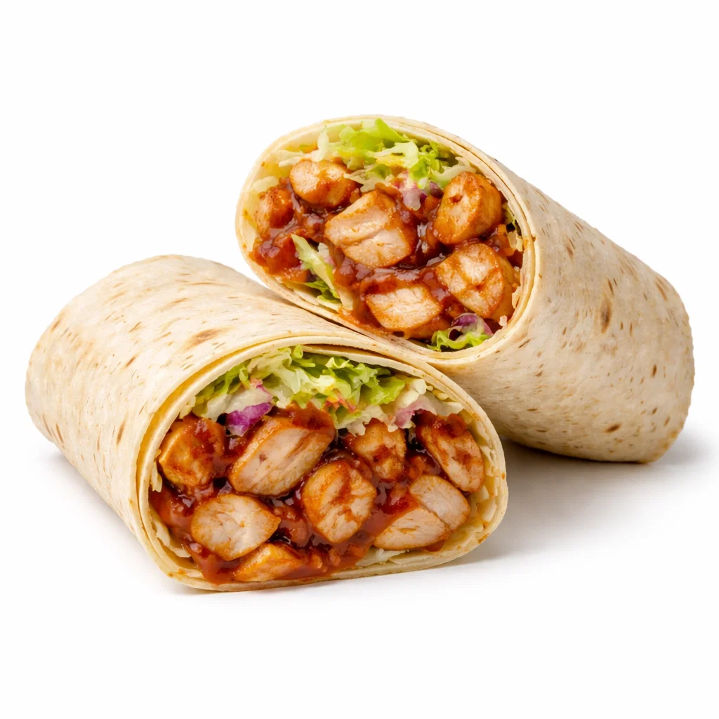 Cookout BBQ chicken wrap made with smoky barbecue chicken