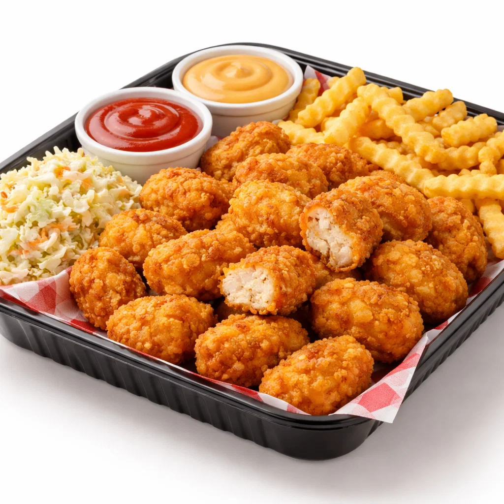 Cookout Chicken Nugget Tray with crispy golden chicken nuggets