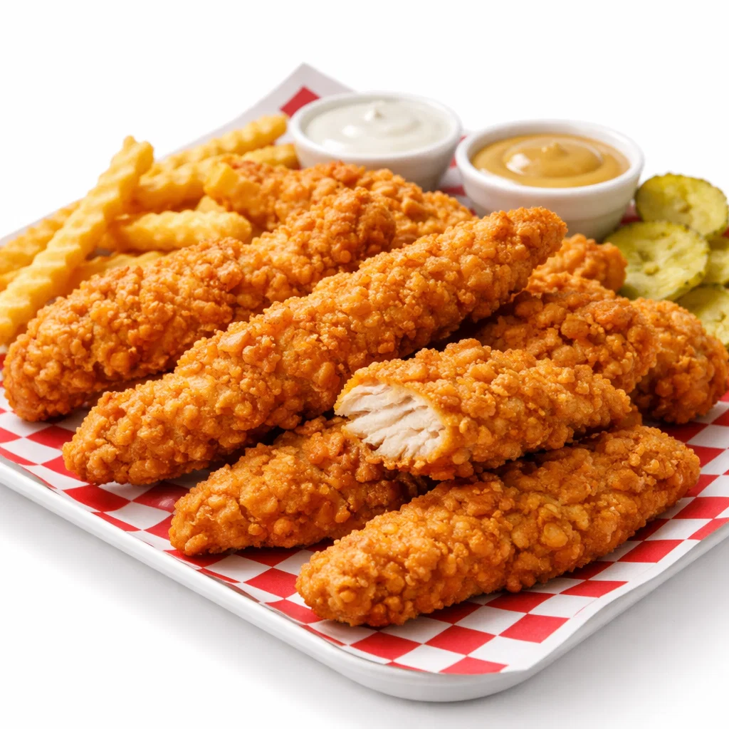 Cookout Chicken Strips with crispy golden breading
