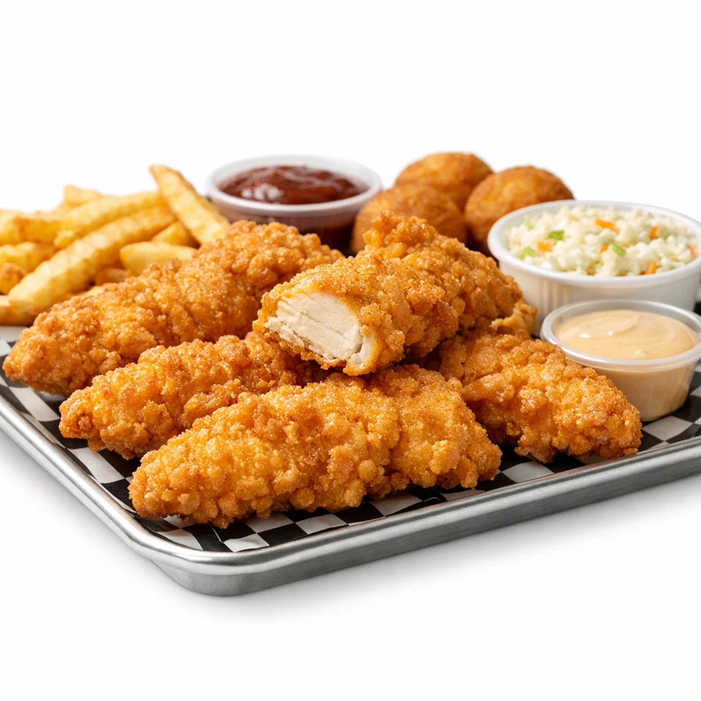 Cookout Chicken Tenders with crispy golden breading
