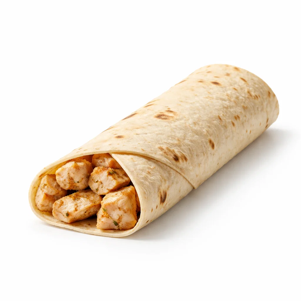 Cookout chicken wrap made with grilled chicken in a soft tortilla.