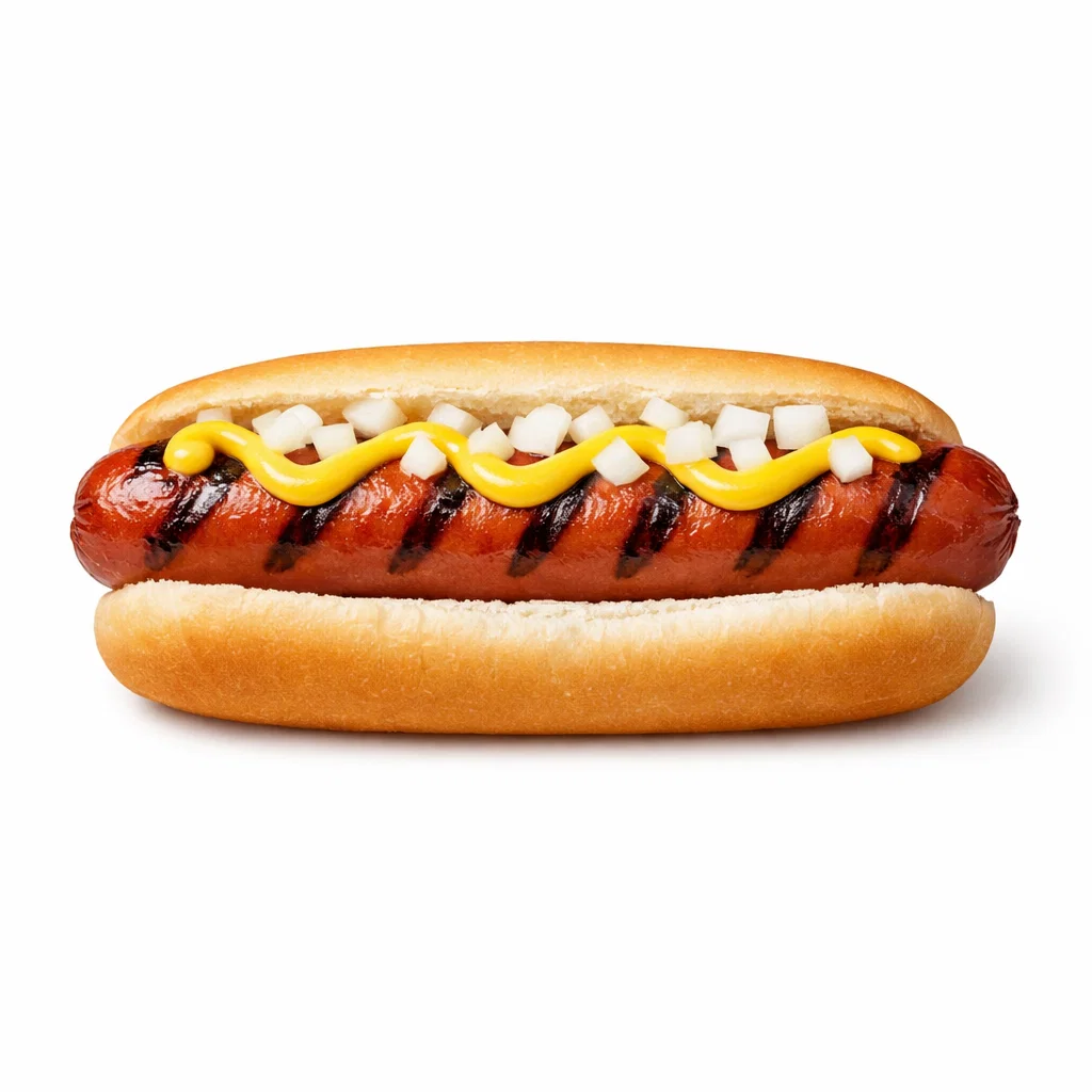 Cookout classic hot dog with mustard and onions
