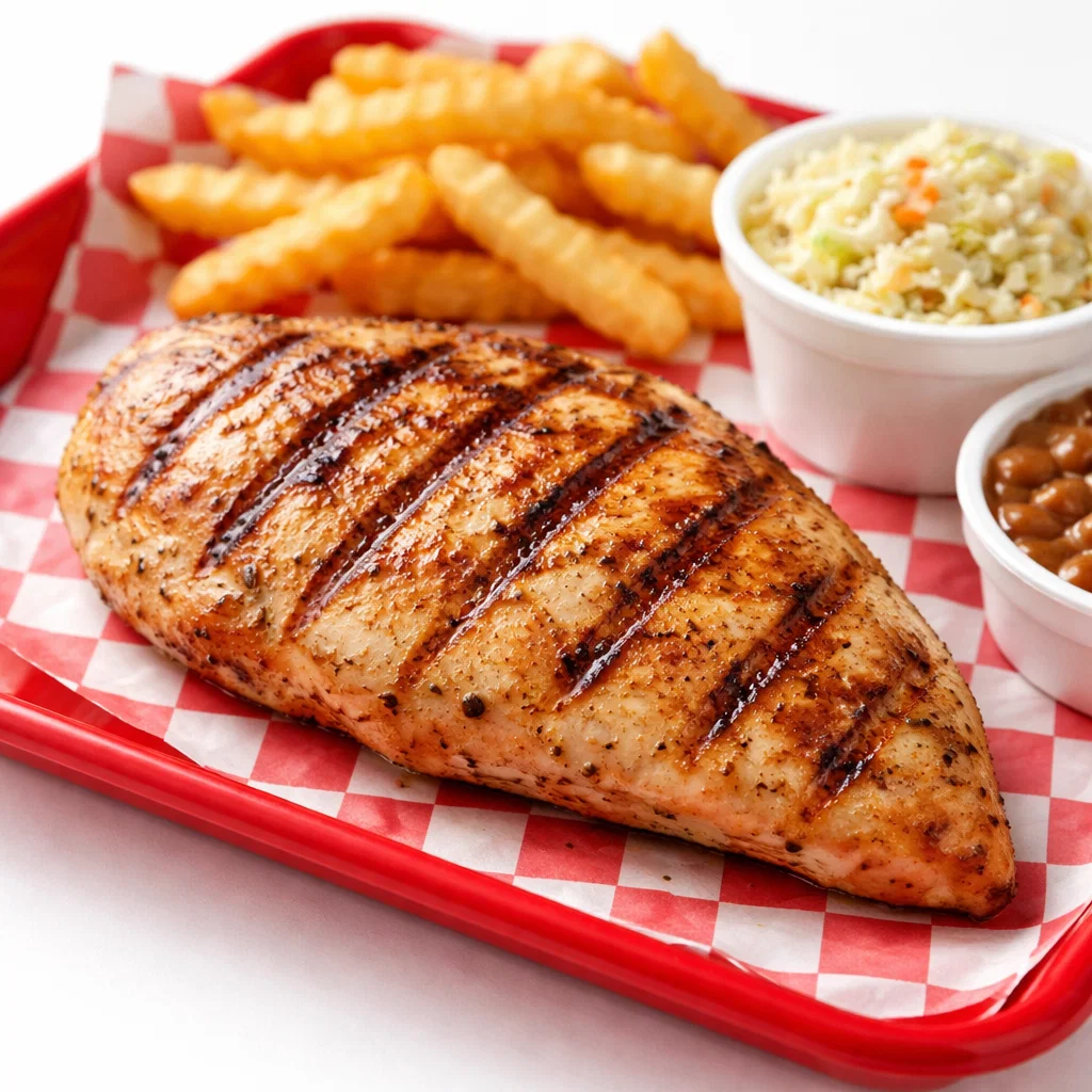 Cookout regular grilled chicken breast with light seasoning