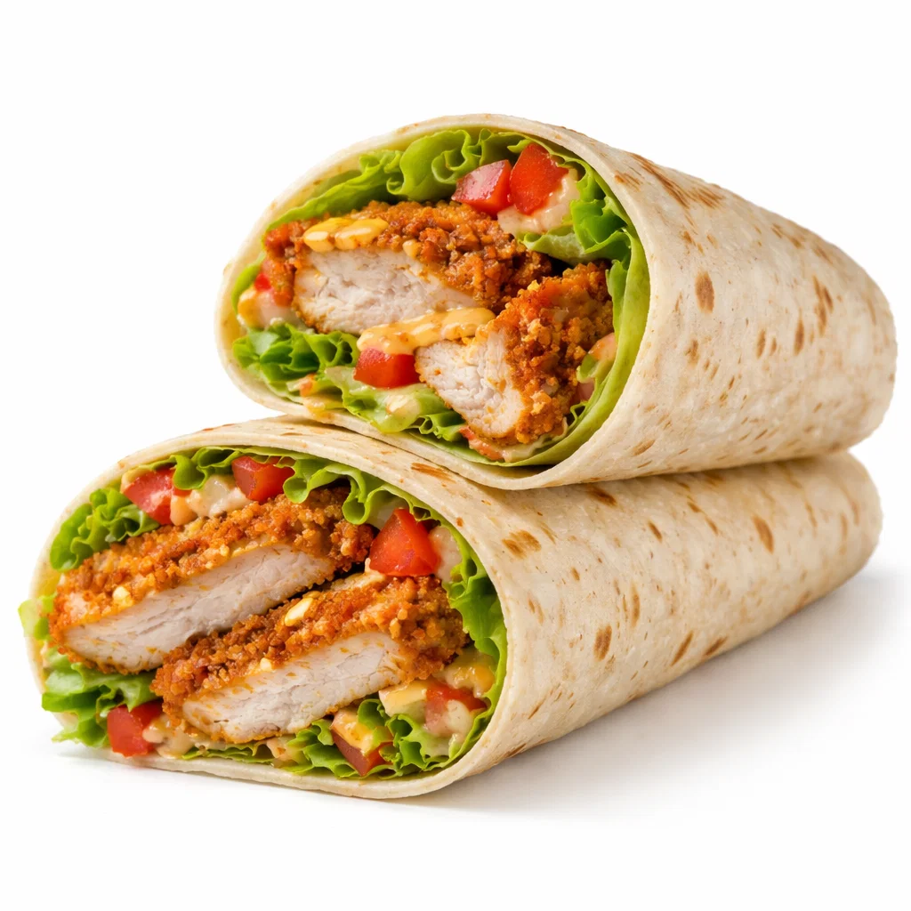 Cookout Spicy Chicken Wrap with crispy seasoned chicken