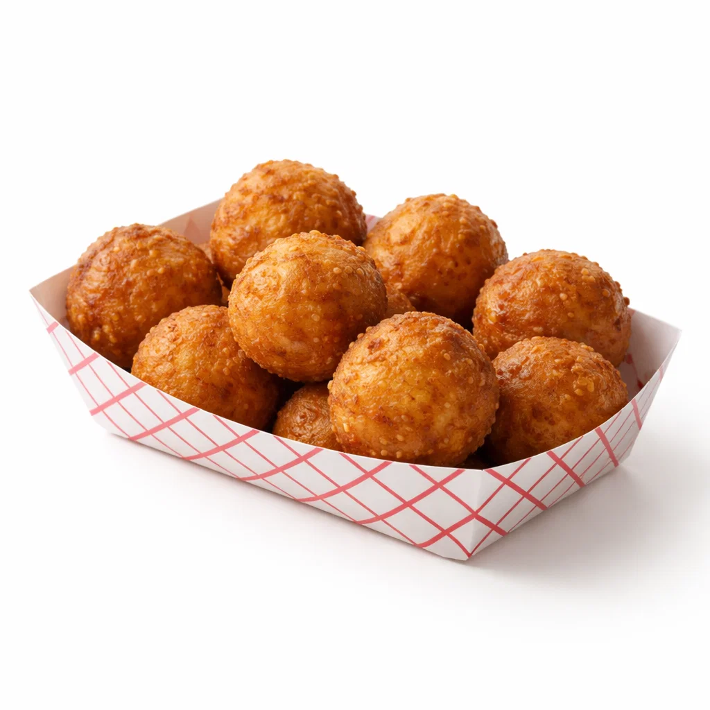 Cookout hushpuppies served as a selectable tray side on a white background