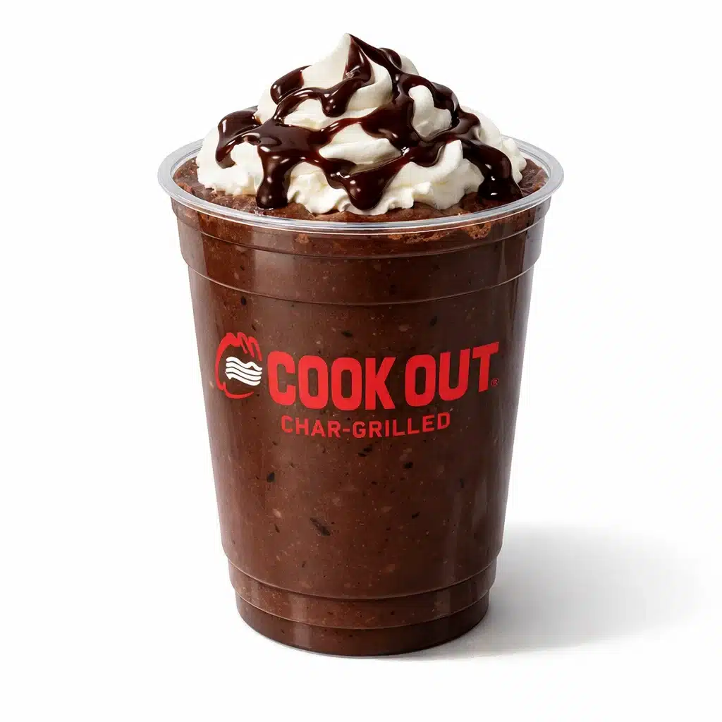 Professional Cookout Chocolate Fudge Milkshake image, rich fudgy chocolate flavor, chocolate-based milkshake, white background
