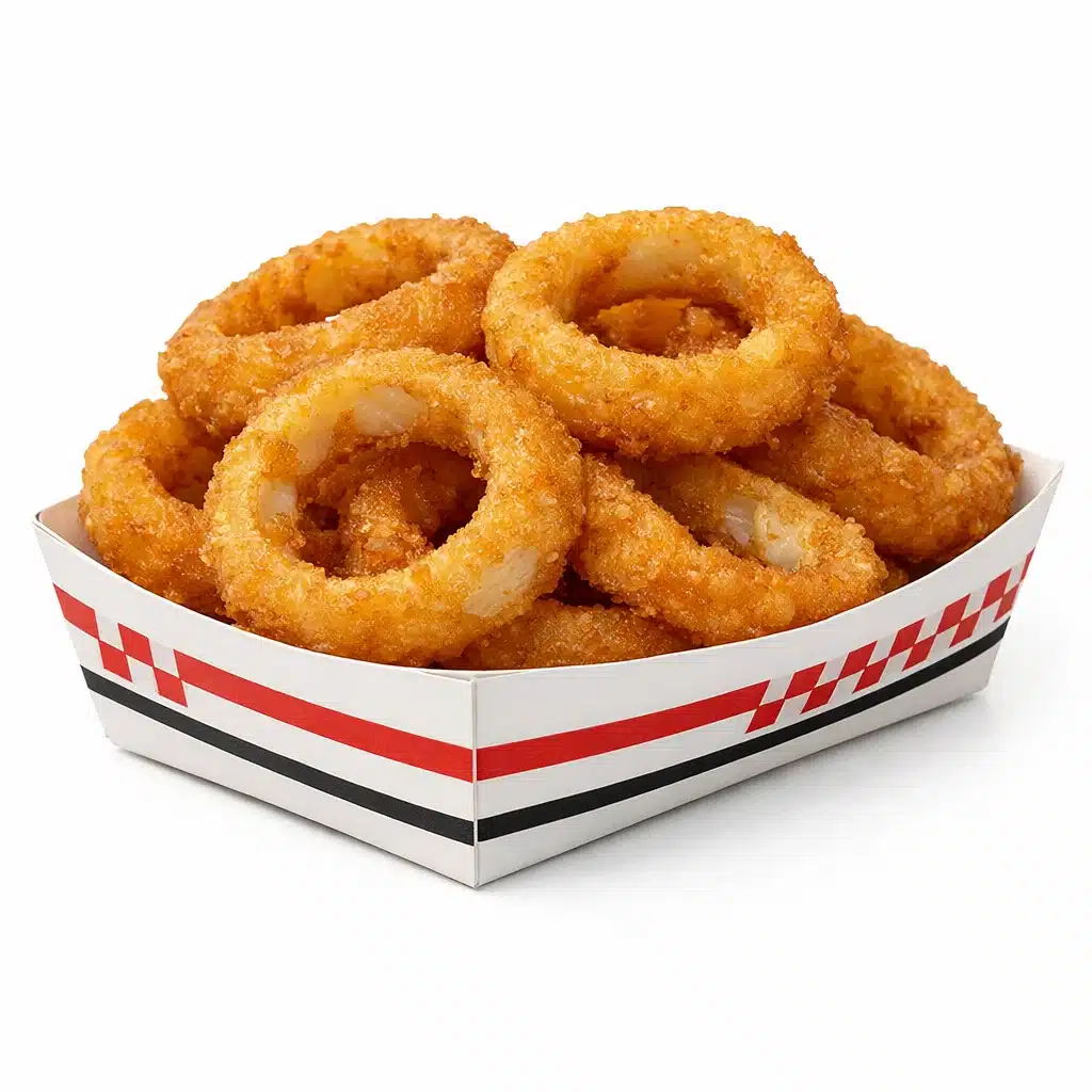 Crispy Cookout Onion Rings in paper tray