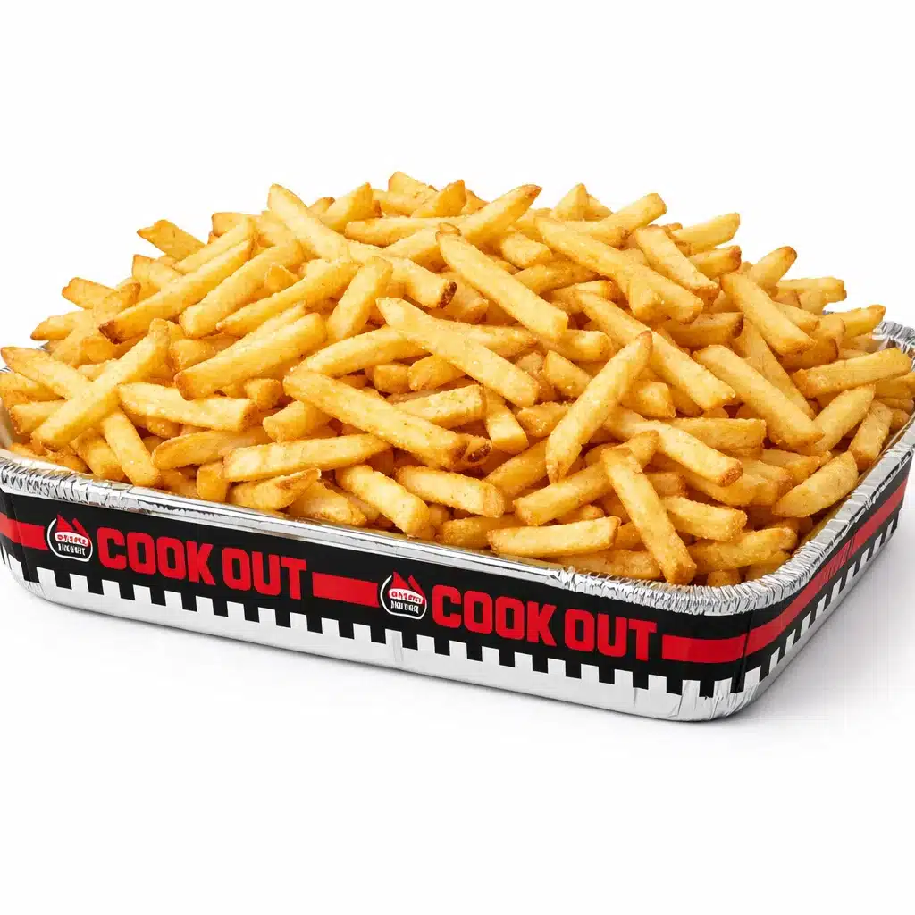 Golden French Fries in Cookout party platter tray