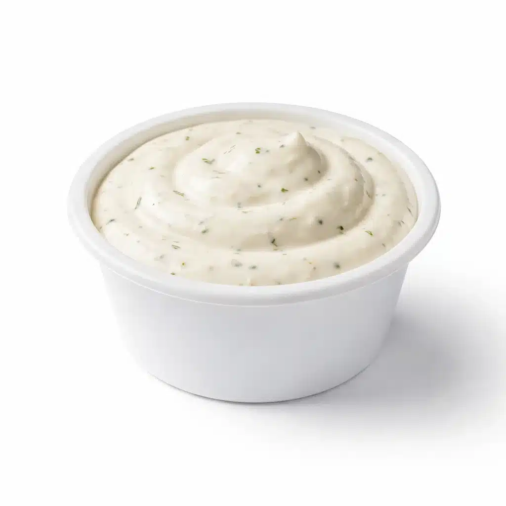 Creamy Ranch Sauce in cup on cookout table